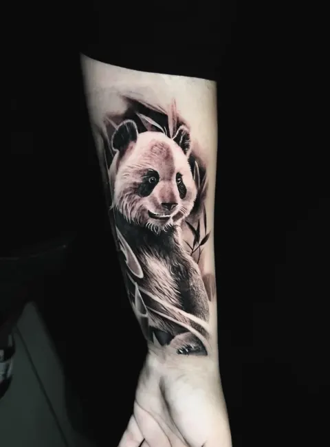 Tatuaggio realistico panda Lugano