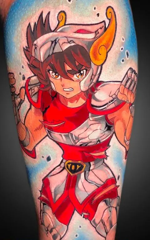 Tatuaggio anime a colori Pegasus Cavalieri dello Zodiaco Lugano