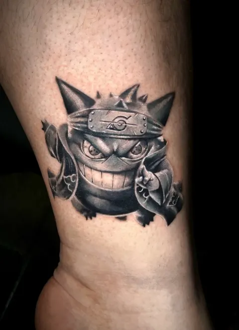 Tatuaggio Pokemon Naruto crossover Lugano
