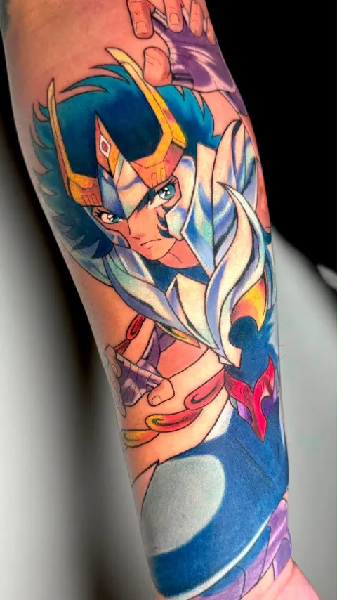 Tatuaggio anime a colori Sirius Cavalieri dello Zodiaco Lugano